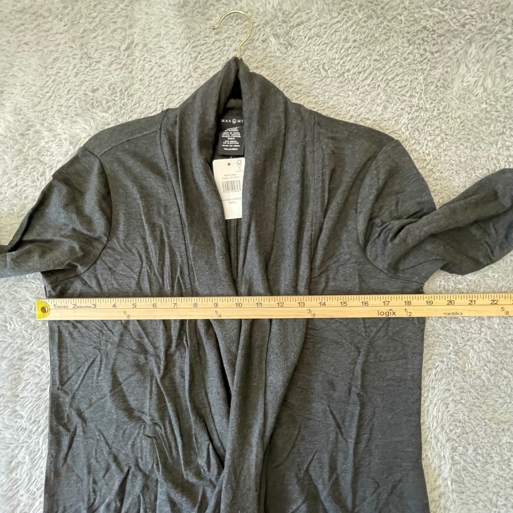 Max & Mia Heather Charcoal Drape Front Cardigan Small NWT Soft Modal Blend‎ - Picture 7 of 9